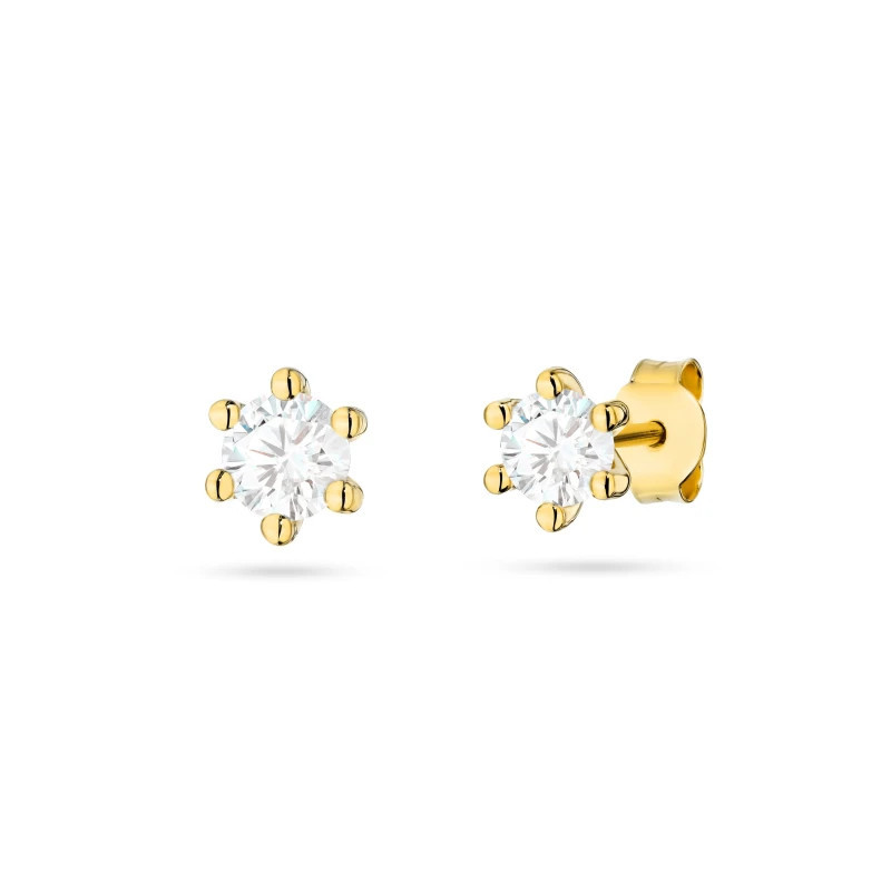 585 gold flower earrings with a 0.20ct diamond GoldJewellery