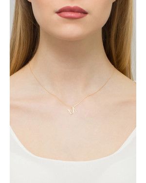 Gold celebrity necklace 14k (14k) small M diamond