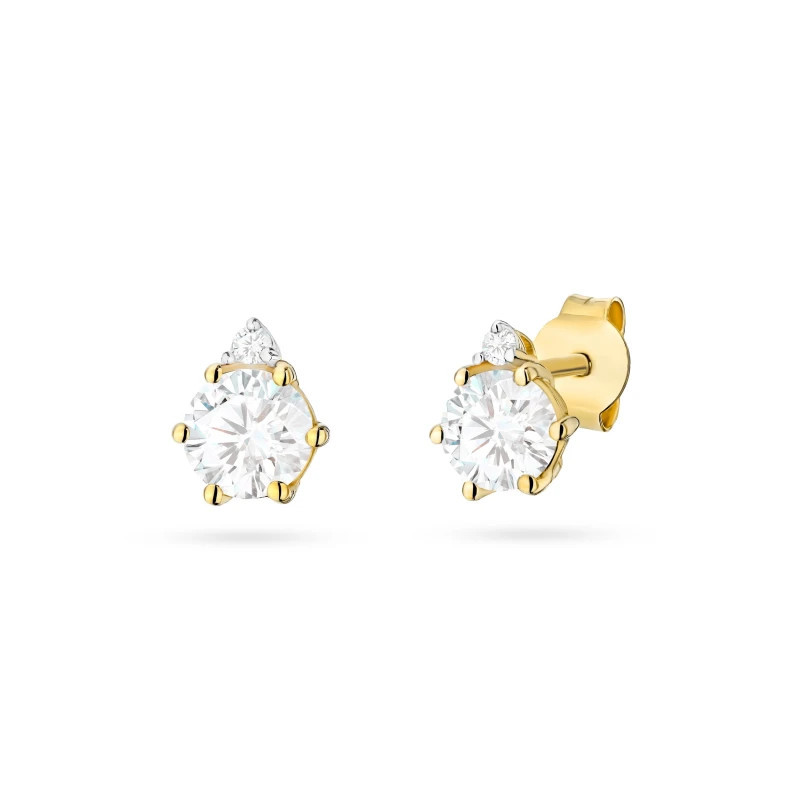 585 gold flower earrings with a 0.20ct diamond GoldJewellery 585 gold flower earrings with a 0.20ct diamond GoldJewellery