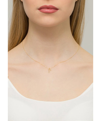 Gold celebrity necklace 14k (14k) small P diamond