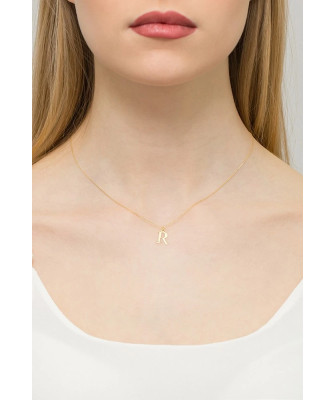 Gold celebrity necklace 14k (14k) small R diamond