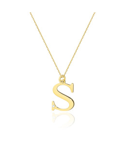 Gold celebrity necklace 14k (14k) small S diamond