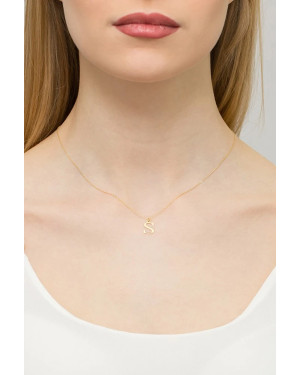Gold celebrity necklace 14k (14k) small S diamond
