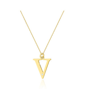Gold celebrity necklace 14k (14k) small V diamond