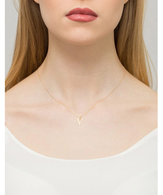 Gold celebrity necklace 14k (14k) small V diamond