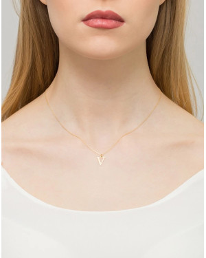 Gold celebrity necklace 14k (14k) small V diamond