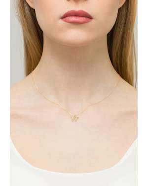 Gold celebrity necklace 14k (14k) small W diamond