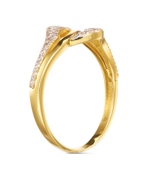 14k gold ring wave white stones