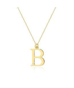 Gold celebrity necklace 14k (14k) large B diamond