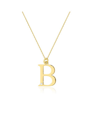Gold celebrity necklace 14k (14k) large B diamond