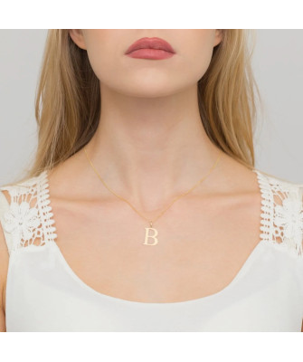 Gold celebrity necklace 14k (14k) large B diamond