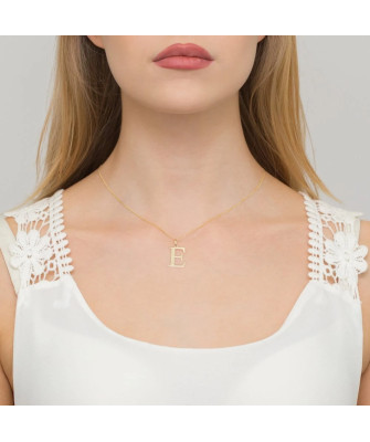 Gold celebrity necklace 14k (14k) large E diamond