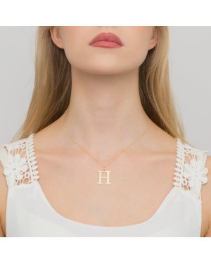 Gold celebrity necklace 14k (14k) large H diamond