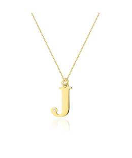 Gold celebrity necklace 14k (14k) large J diamond