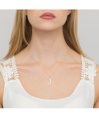 Gold celebrity necklace 14k (14k) large J diamond