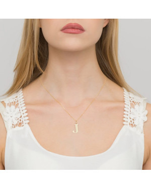 Gold celebrity necklace 14k (14k) large J diamond