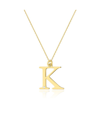Złota celebrytka próba 14k (14k) duże K brylant