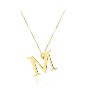 Gold celebrity necklace 14k (14k) large M diamond