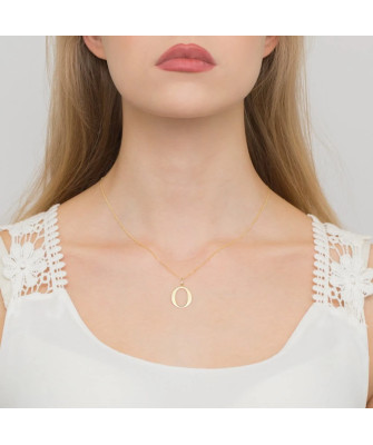 Gold celebrity necklace 14k (14k) large O diamond