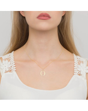 Gold celebrity necklace 14k (14k) large O diamond