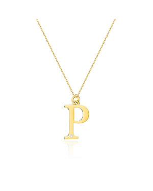Gold celebrity necklace 14k (14k) large P diamond