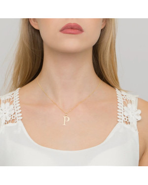 Gold celebrity necklace 14k (14k) large P diamond