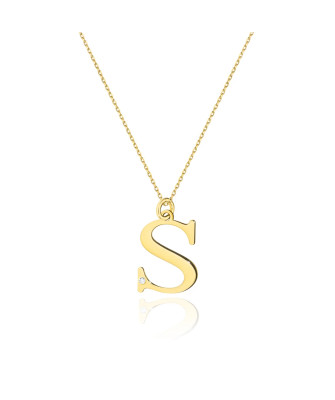 Gold celebrity necklace 14k (14k) large S diamond