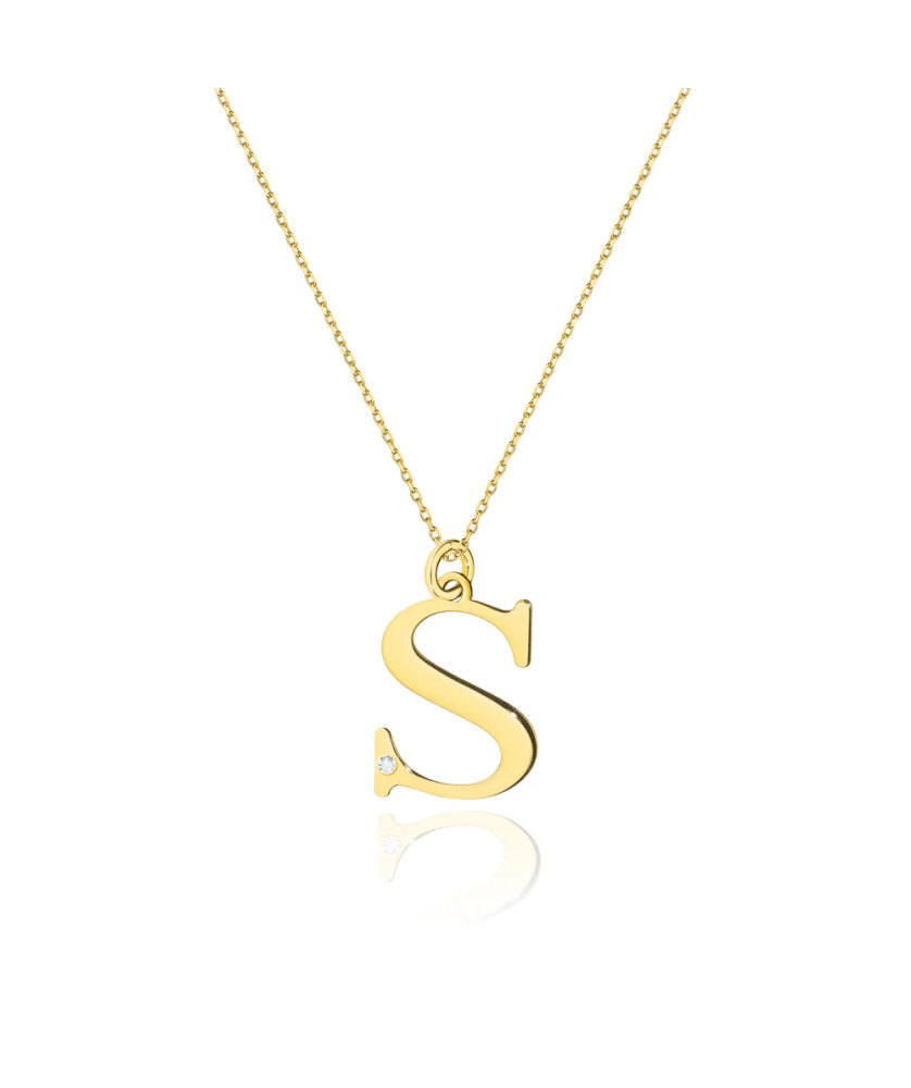 Gold celebrity necklace 14k (14k) large S diamond