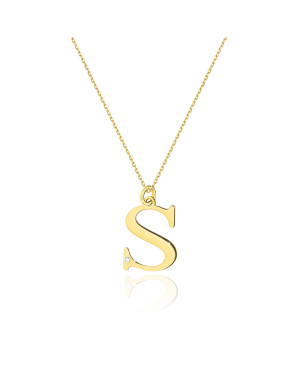 Gold celebrity necklace 14k (14k) large S diamond
