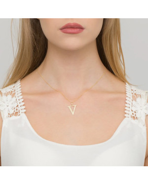 Gold celebrity necklace 14k (14k) large V diamond