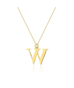 Gold celebrity necklace 14k (14k) large W diamond