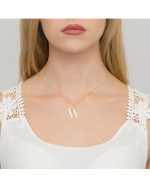 Gold celebrity necklace 14k (14k) large W diamond