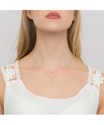 Gold celebrity necklace 14k (14k) large Z diamond