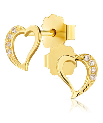 Gold heart earrings 14k