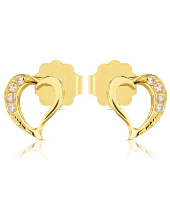 Gold heart earrings 14k