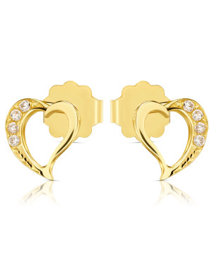 Gold heart earrings 14k