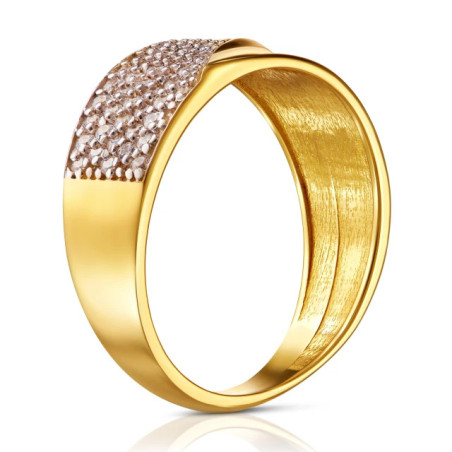 Gold ring as wide as a wedding ring with stones P3.1565 | GoldJewellery