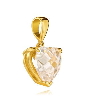 Gold pendant Heart LARGE STONE HEART 14k test