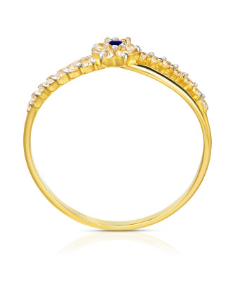 Thin ring with cubic zirconia 14k sapphire flower