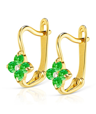 Earrings flower for communion green stones 8k test