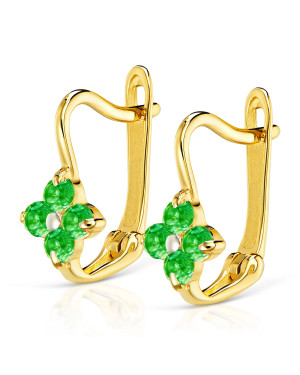 Earrings flower for communion green stones 8k test