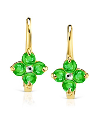 Earrings flower for communion green stones 8k test