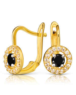 Gold earrings with black stone 8k