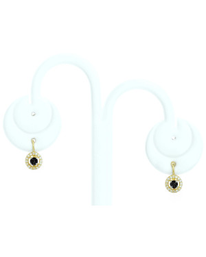 Gold earrings with black stone 8k