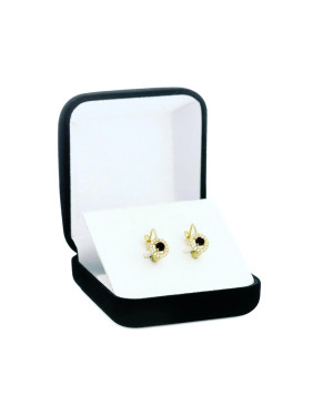 Gold earrings with black stone 8k