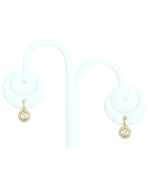 Gold earrings with pink stone 8k