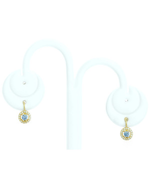 Gold earrings with a blue stone 8k