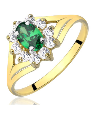 Marquise ring with green stone