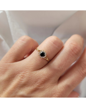 Black stone engagement ring