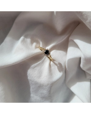 Black stone engagement ring